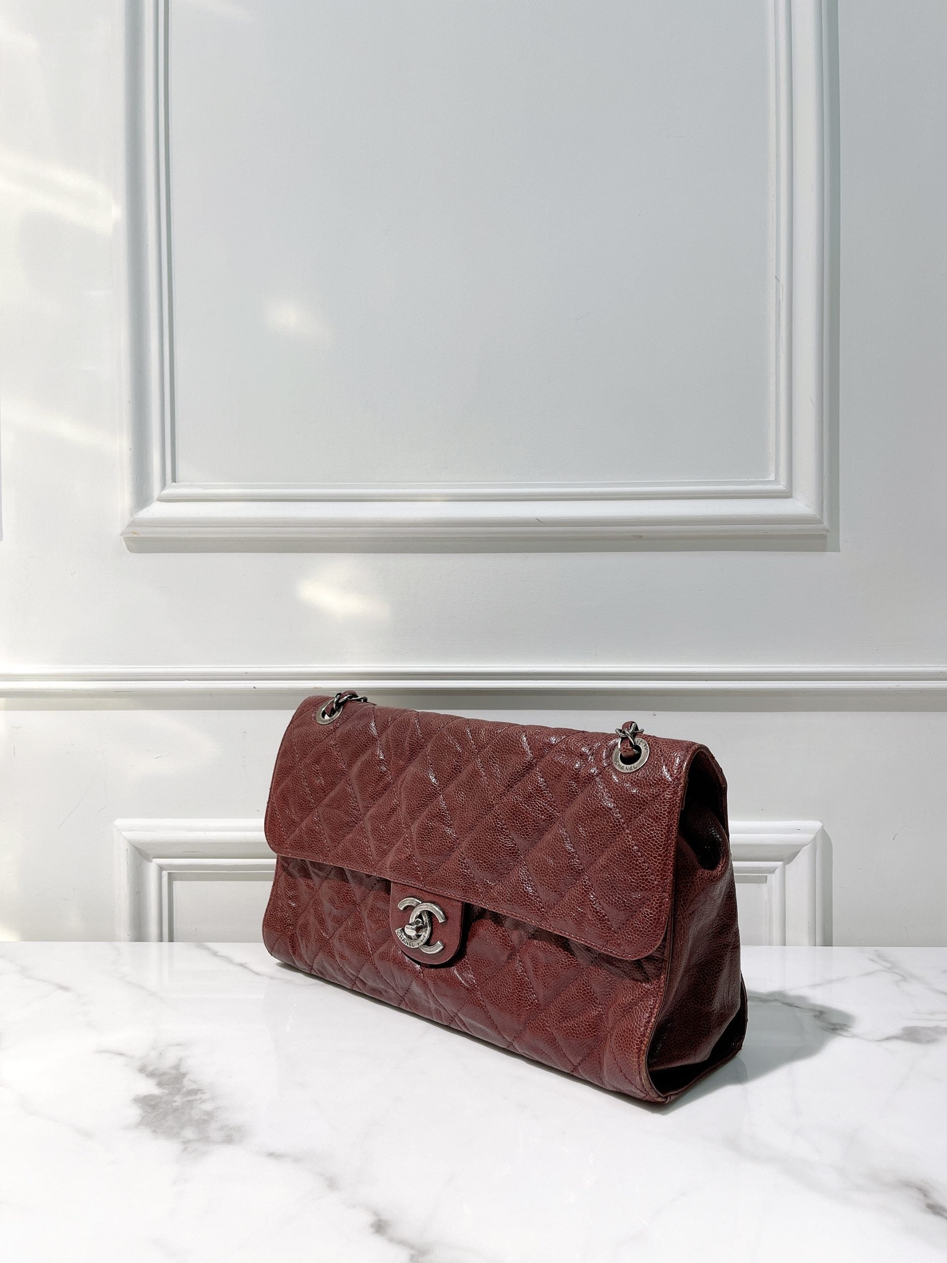 CHANEL FLAP, Red/Silver