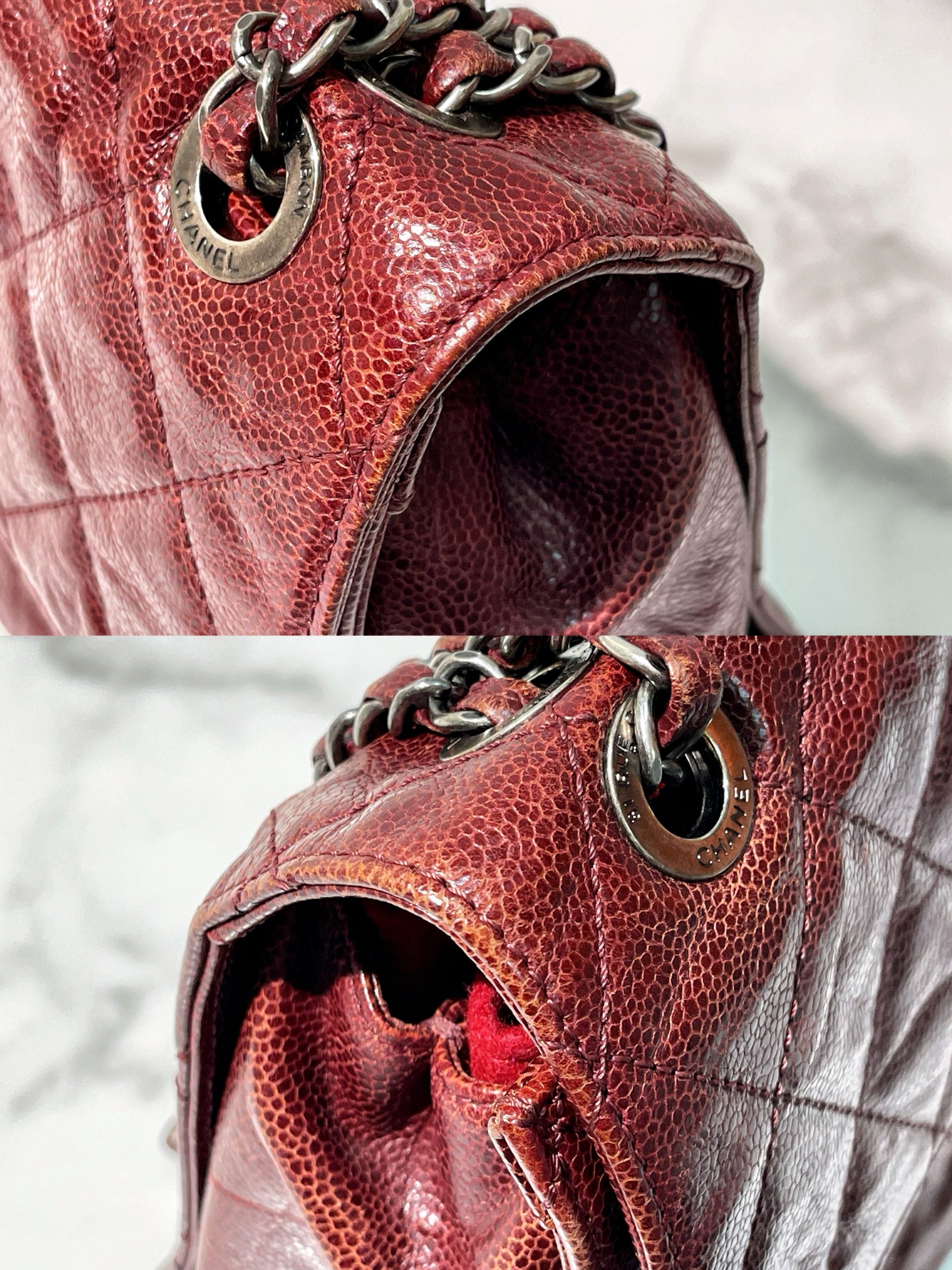 CHANEL FLAP, Red/Silver