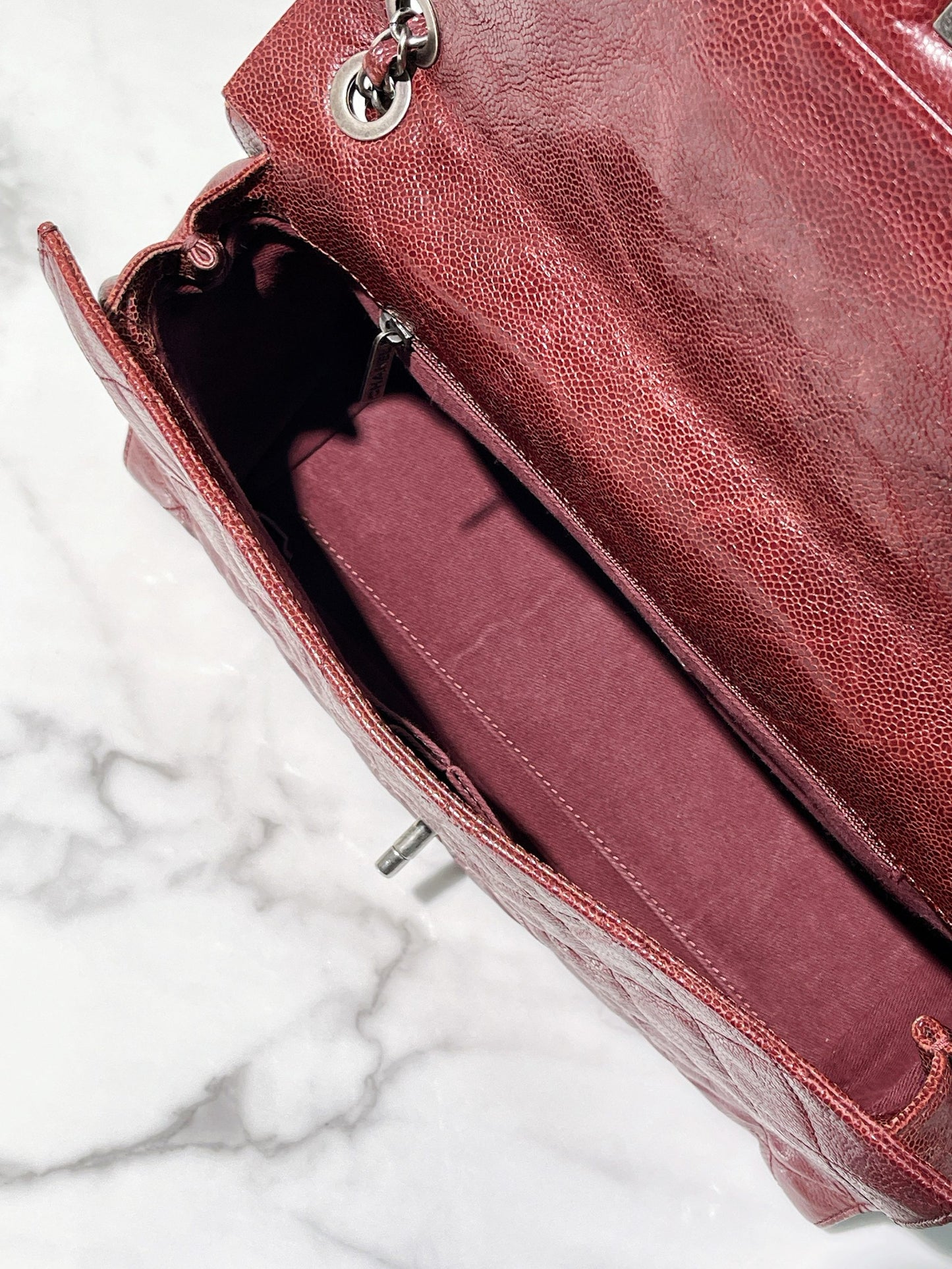 CHANEL FLAP, Red/Silver