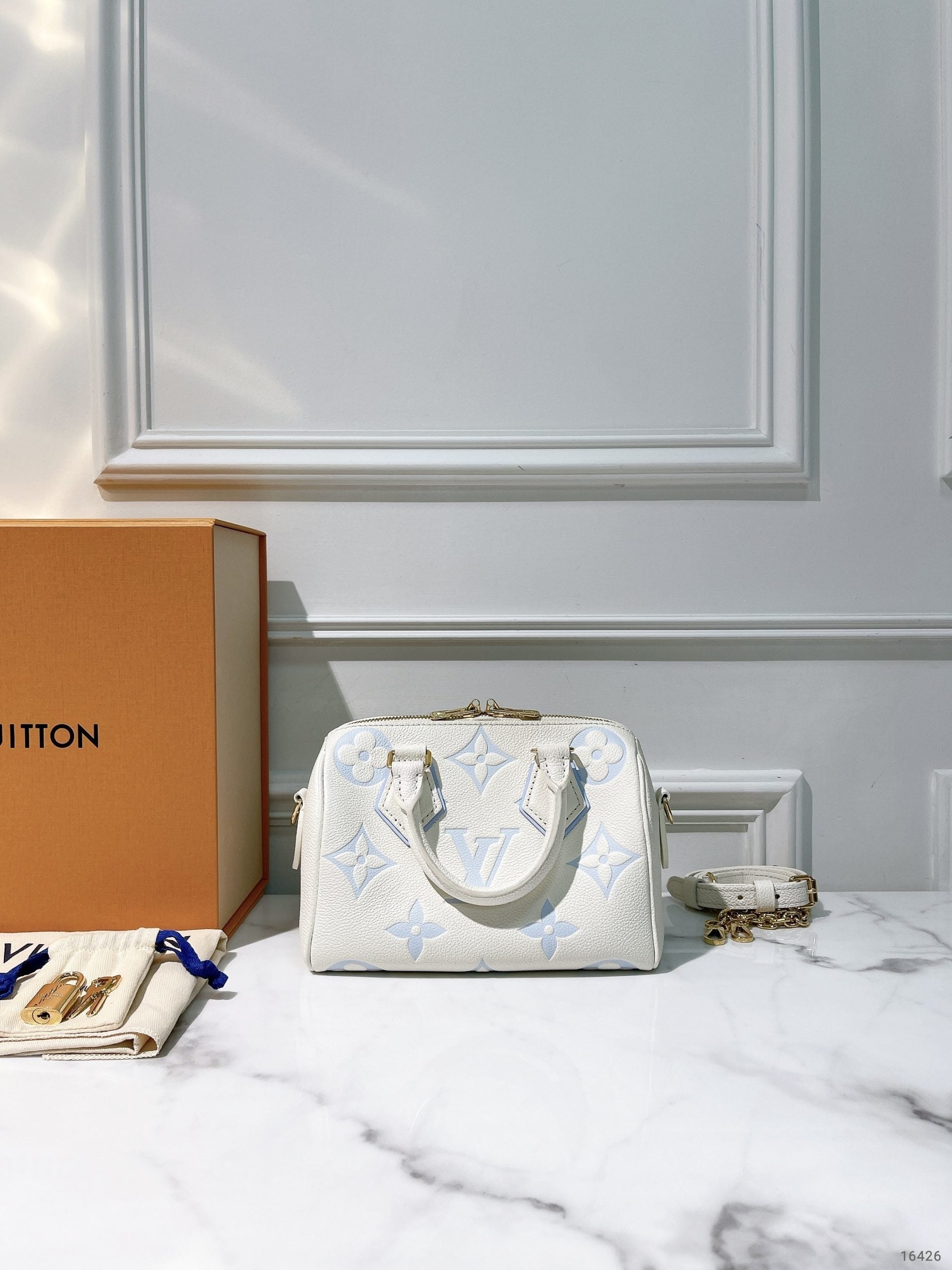 LV SPEEDY 20, White Blue/Gold
