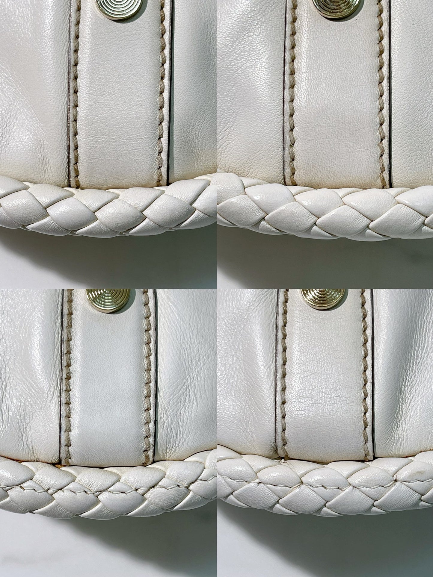 GUCCI VINTAGE HANDBAG, White/Gold