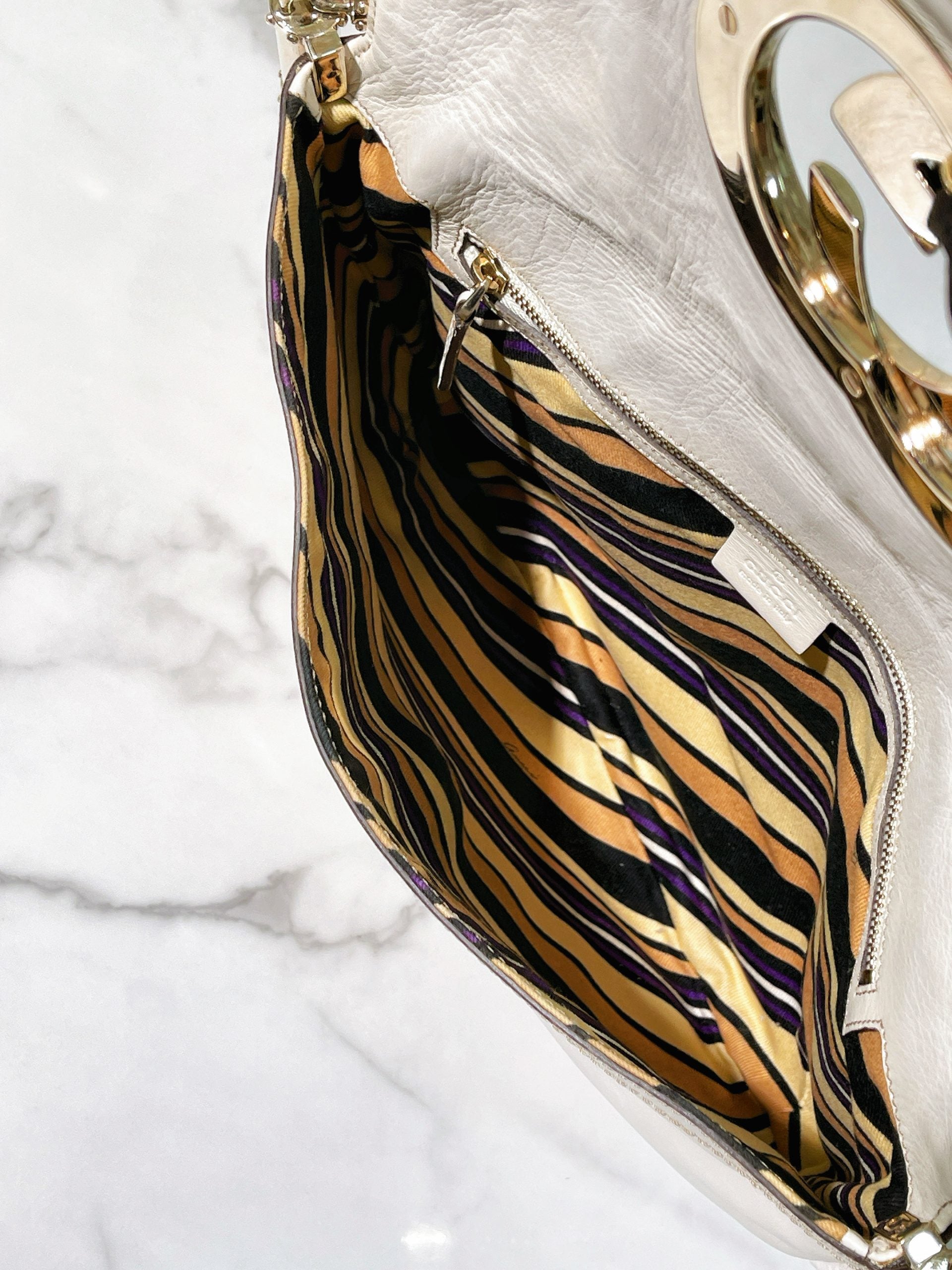 GUCCI VINTAGE HANDBAG, White/Gold