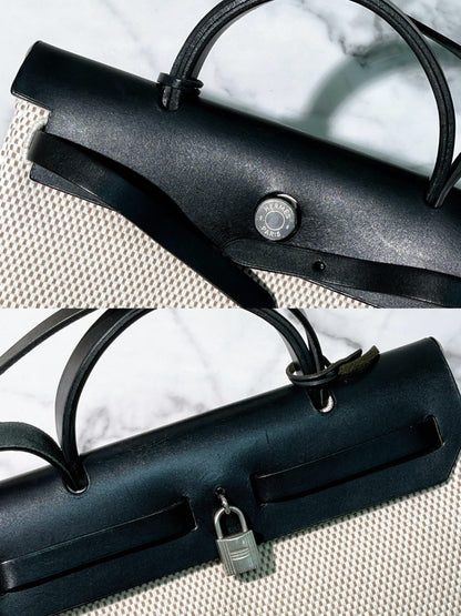 HERMES VINTAGE HERBAG 31, Black/White/Silver