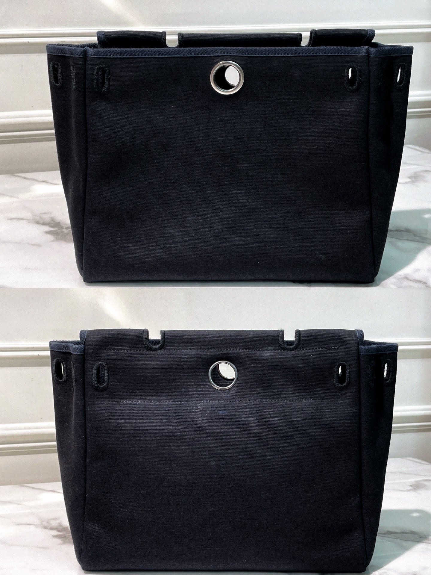 HERMES VINTAGE HERBAG 31, Black/White/Silver