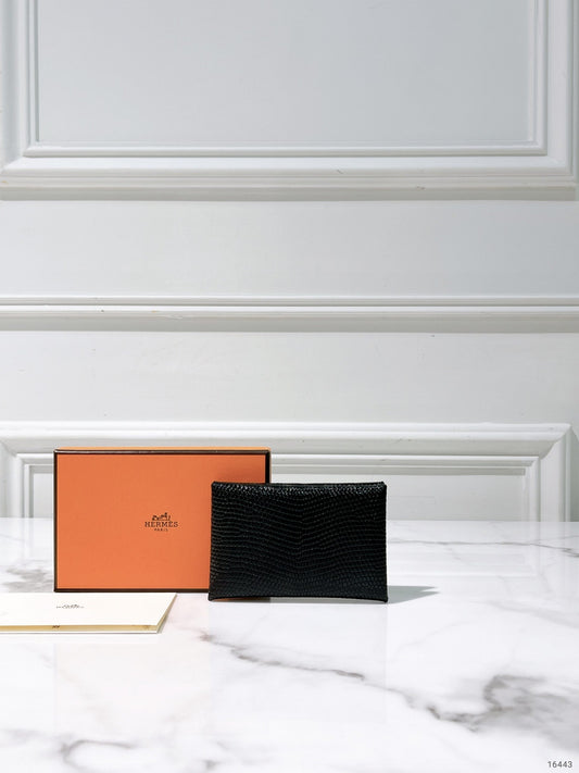 HERMES CALVI CARD HOLDER, Black/Silver