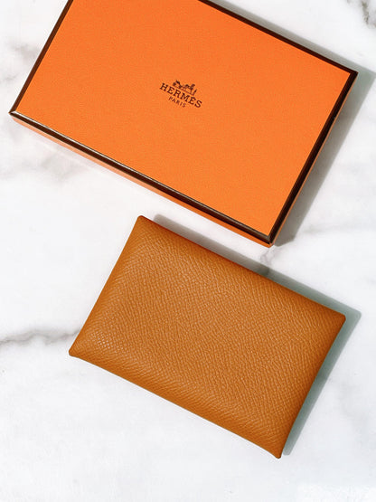 HERMES CALVI CARD HOLDER, Gold/Silver