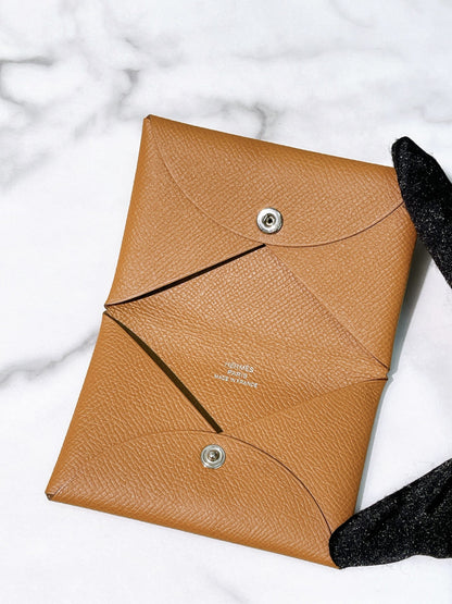 HERMES CALVI CARD HOLDER, Gold/Silver