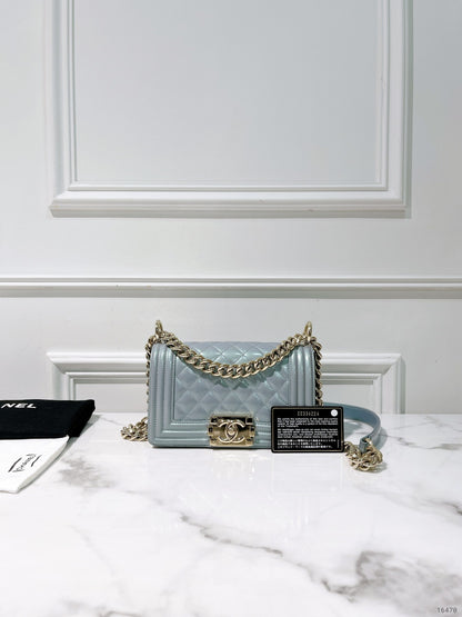 CHANEL SMALL LEBOY, Blue/Gold