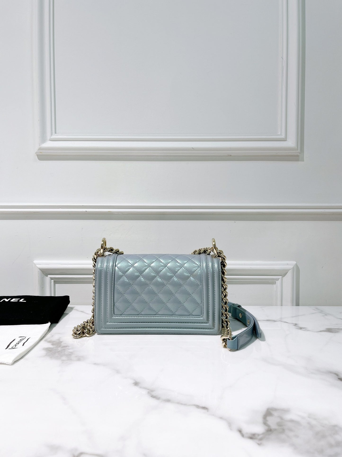 CHANEL SMALL LEBOY, Blue/Gold