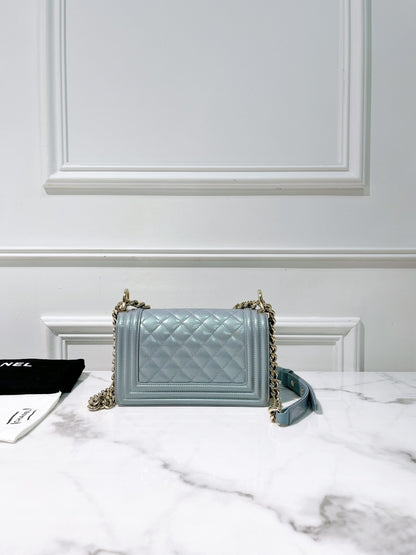 CHANEL SMALL LEBOY, Blue/Gold
