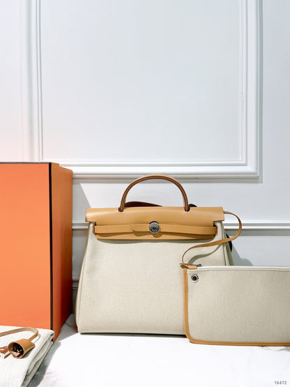 HERMES HERBAG 31, Beton/Naturel Sable/Silver