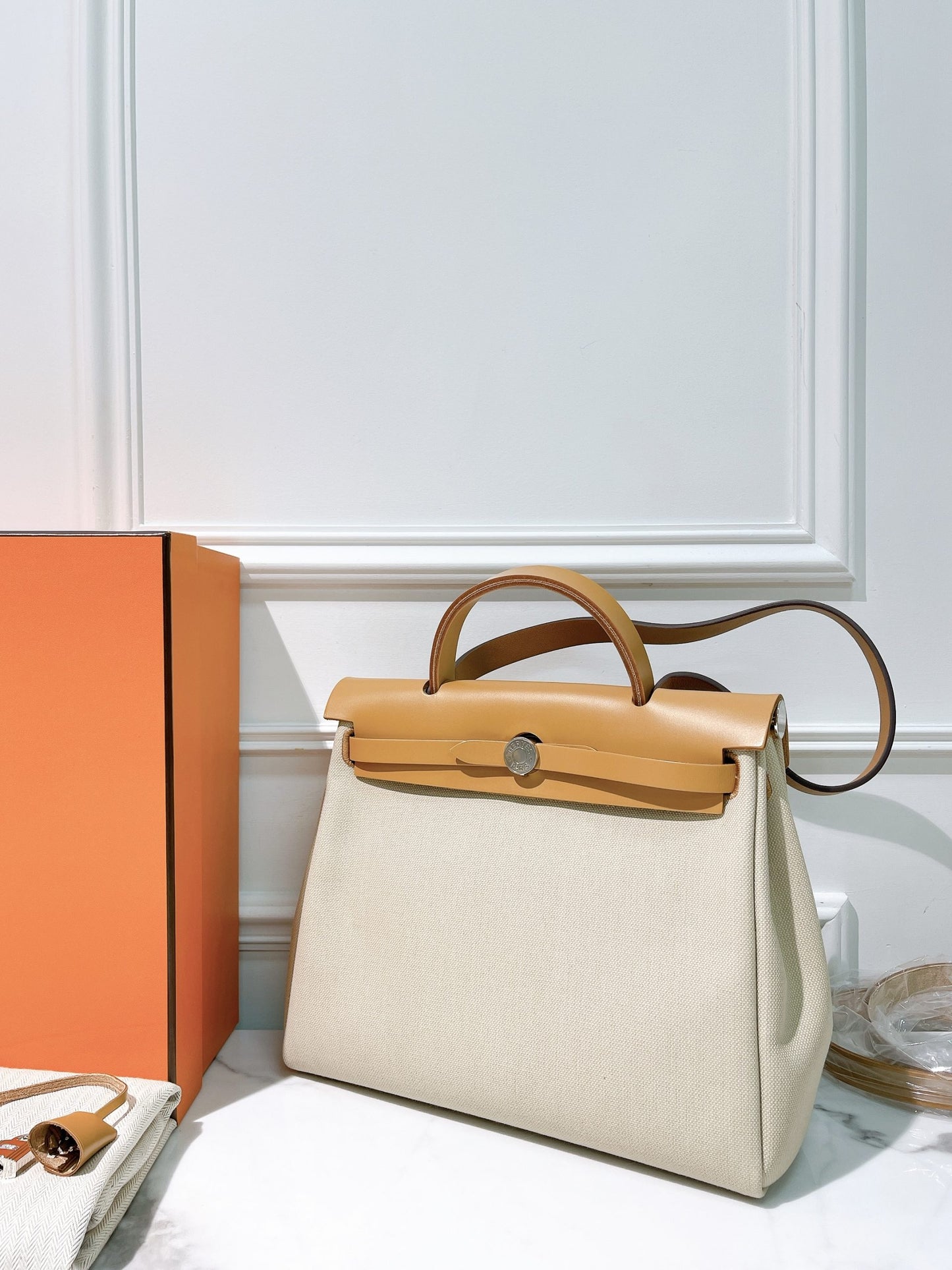 HERMES HERBAG 31, Beton/Naturel Sable/Silver