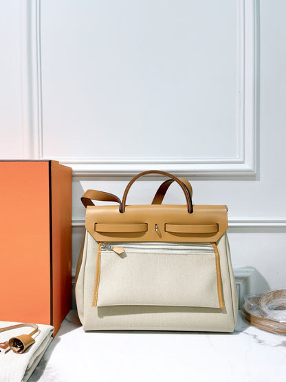 HERMES HERBAG 31, Beton/Naturel Sable/Silver