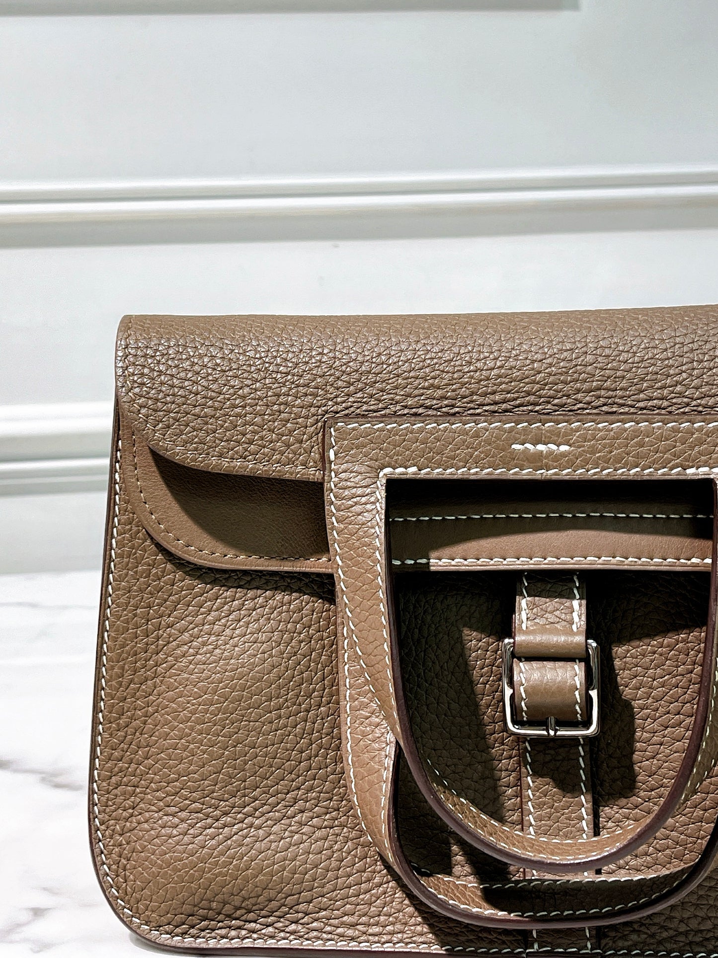 HERMES HALZAN 25, Etoupe/Silver