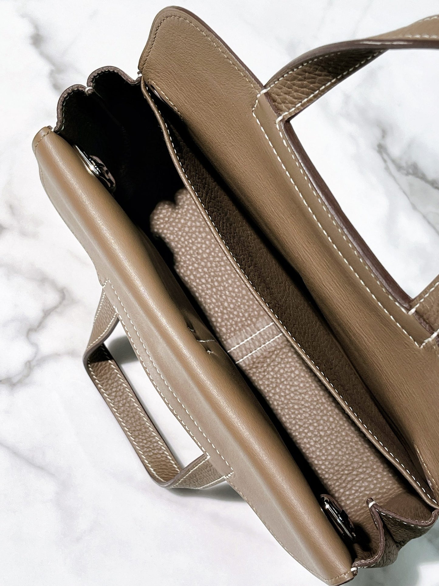 HERMES HALZAN 25, Etoupe/Silver