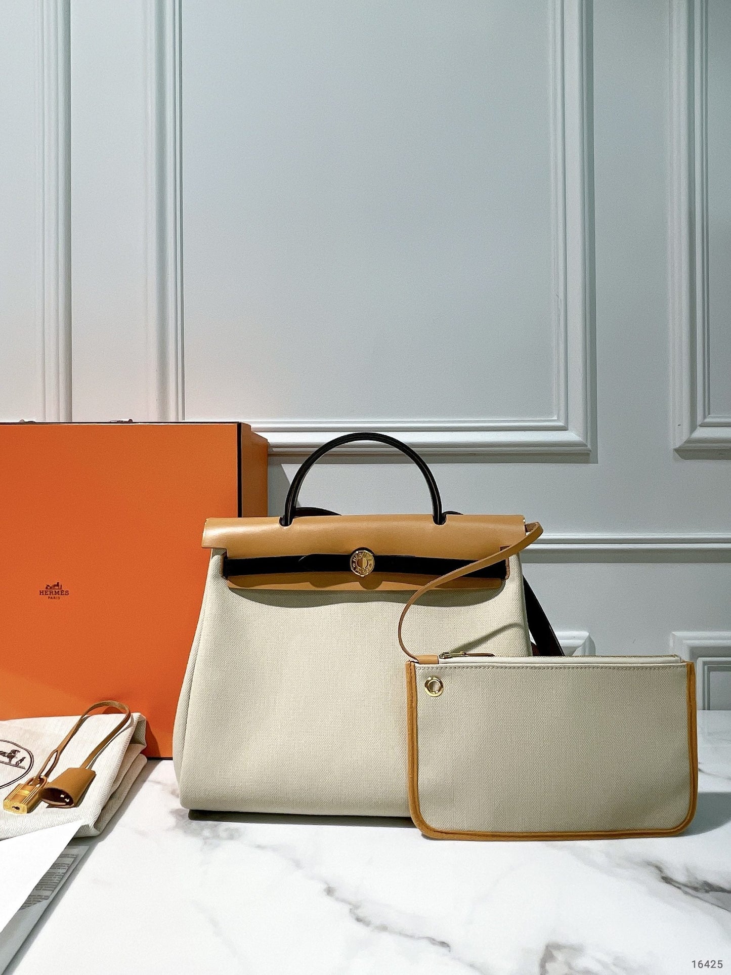 HERMES HERBAG 31, Beton/Ebene/Nature Sable/Noir/Gold