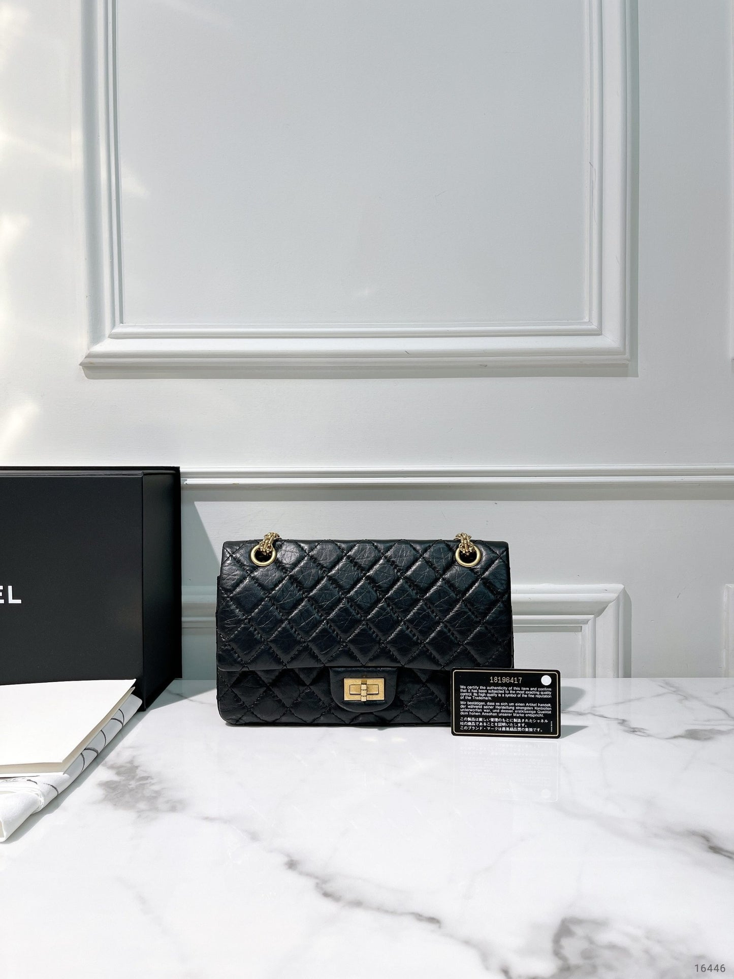 CHANEL SMALL 2.55, Black/Gold