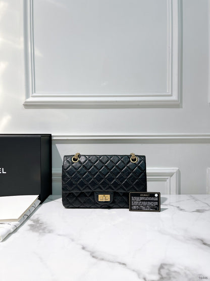 CHANEL SMALL 2.55, Black/Gold