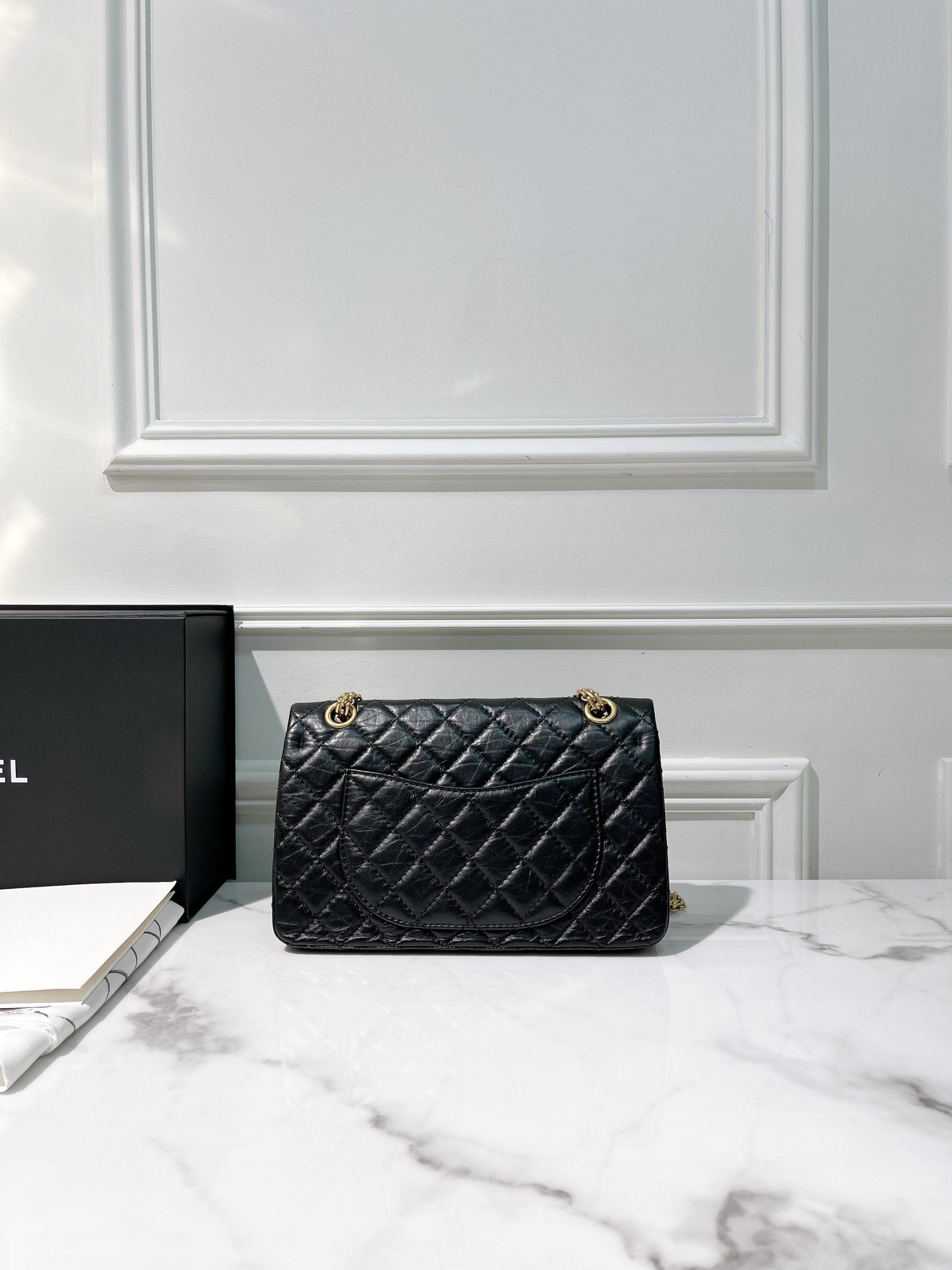 CHANEL SMALL 2.55, Black/Gold
