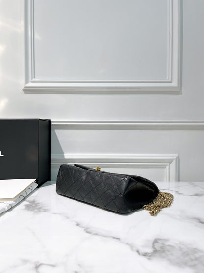 CHANEL SMALL 2.55, Black/Gold