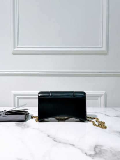 BALENCIAGA HOURGLASS WOC, Black/Gold