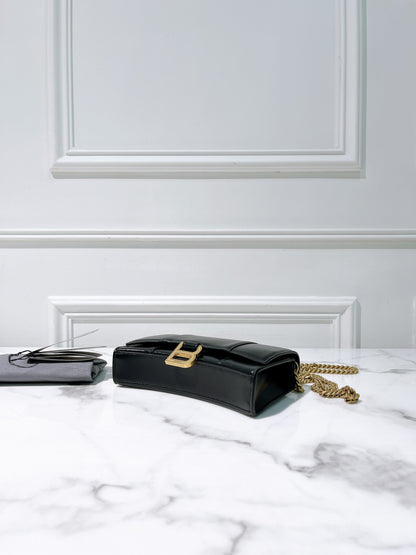 BALENCIAGA HOURGLASS WOC, Black/Gold