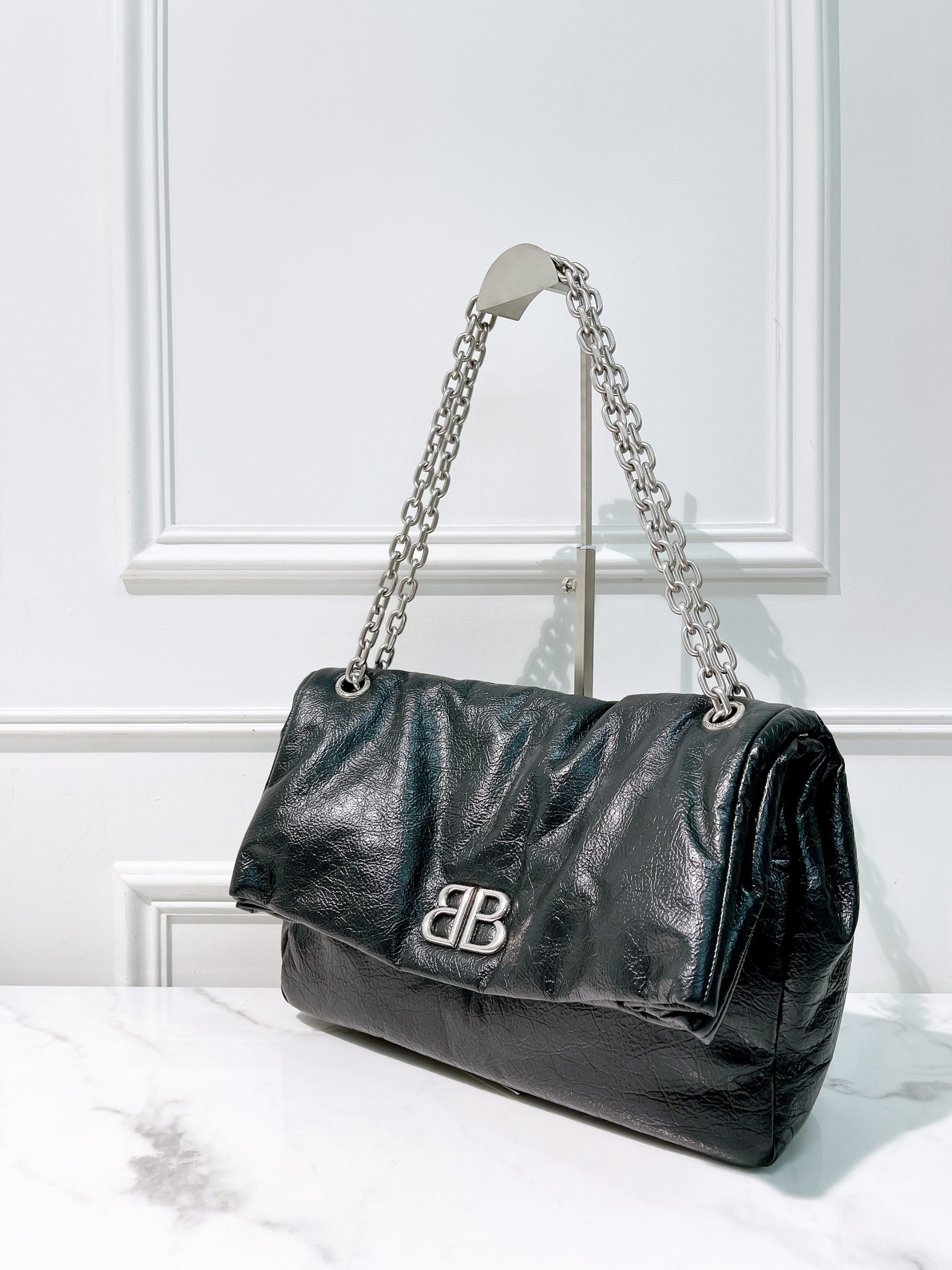 BALENCIAGA MEDIUM MONACO, Black/Silver