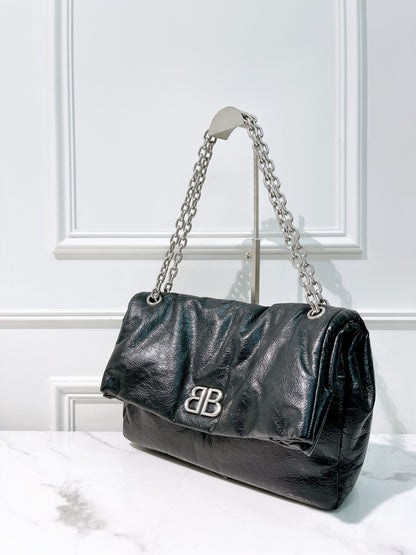 BALENCIAGA MEDIUM MONACO, Black/Silver