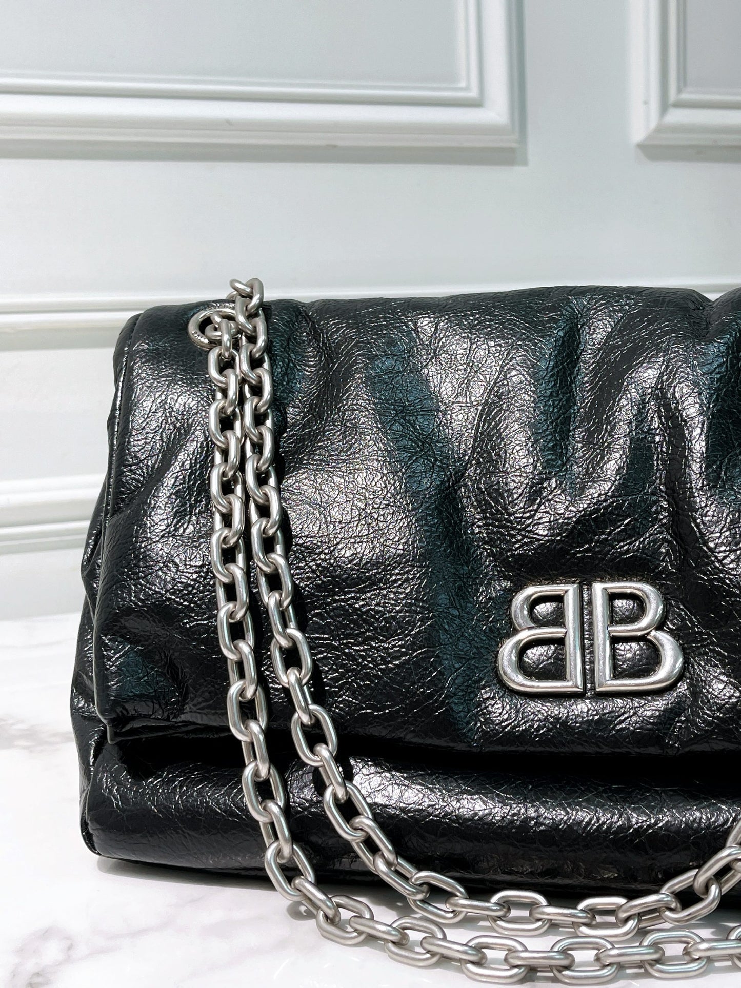 BALENCIAGA MEDIUM MONACO, Black/Silver