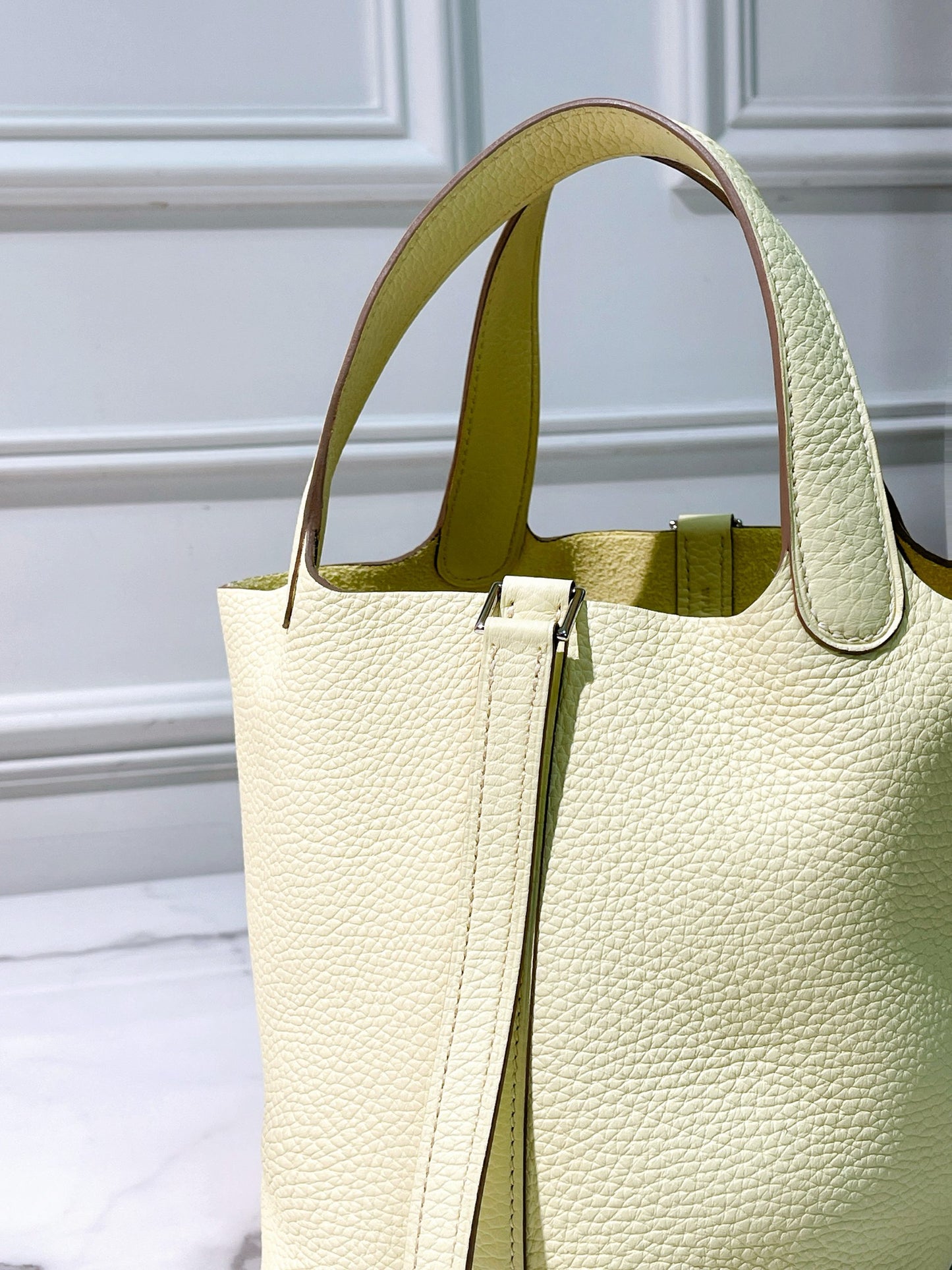 HERMES PICOTIN 18, Jaune Milton/Silver