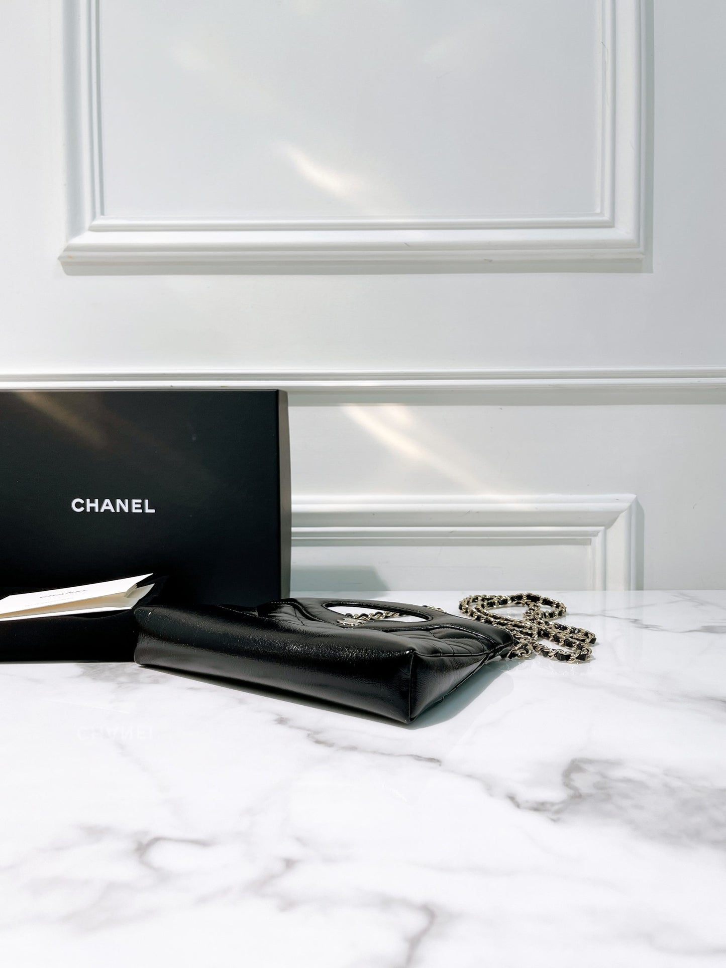 CHANEL 25P NANO 31 BAG, Black/Gold