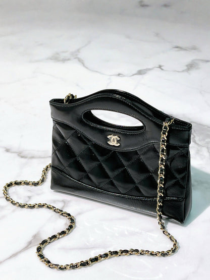 CHANEL 25P NANO 31 BAG, Black/Gold