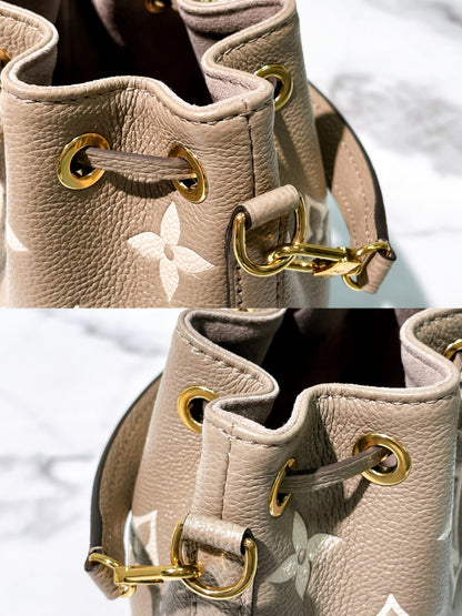 LV NANO NOE, Tourterelle Gray/Cream/Gold