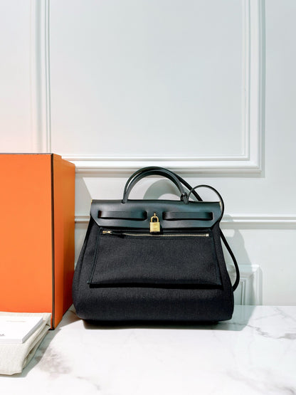 HERMES HERBAG 31, Noir/Gold