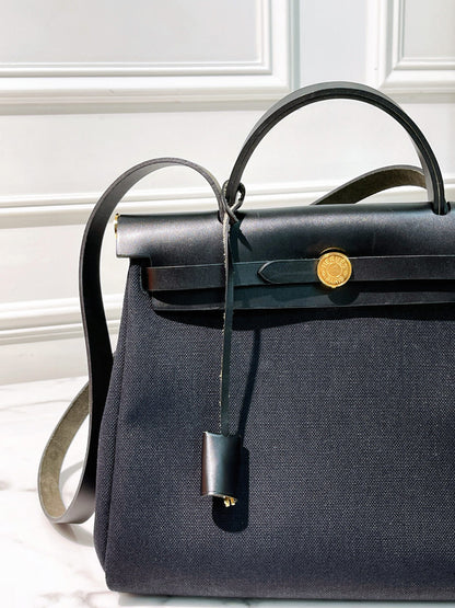HERMES HERBAG 31, Noir/Gold
