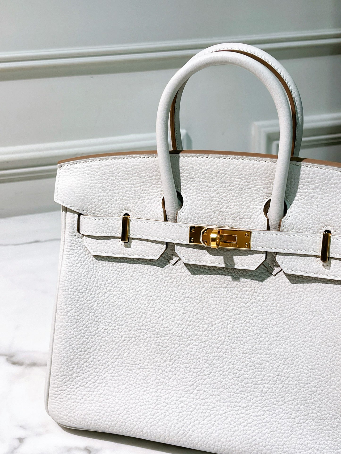 HERMES BIRKIN 25, Gris Pale/Gold