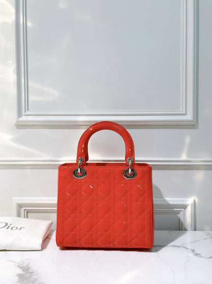 DIOR MEDIUM LADY DIOR, Red/Gold