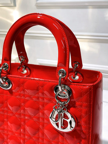 DIOR MEDIUM LADY DIOR, Red/Gold