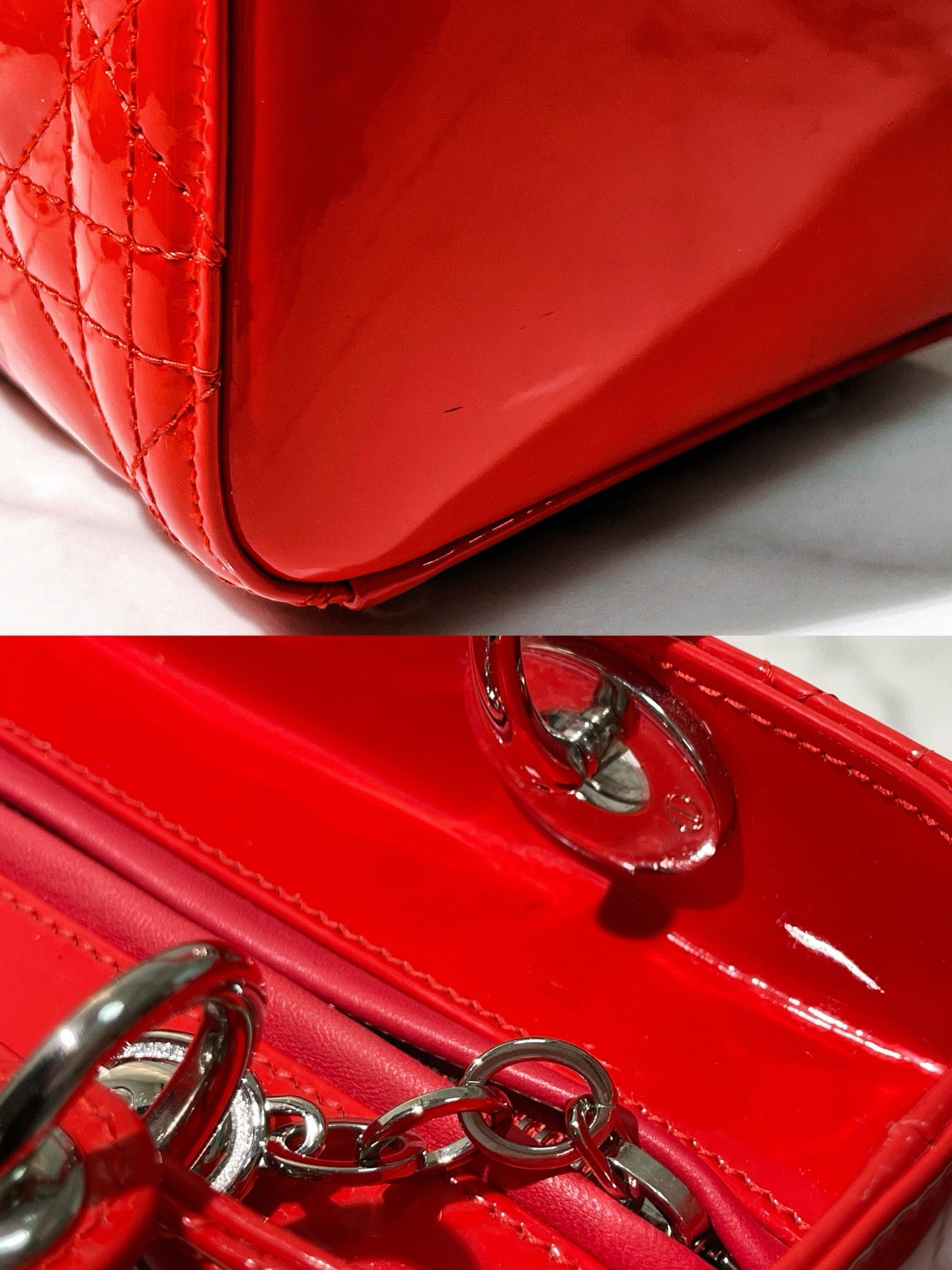 DIOR MEDIUM LADY DIOR, Red/Gold