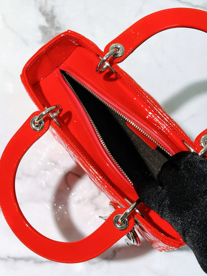 DIOR MEDIUM LADY DIOR, Red/Gold