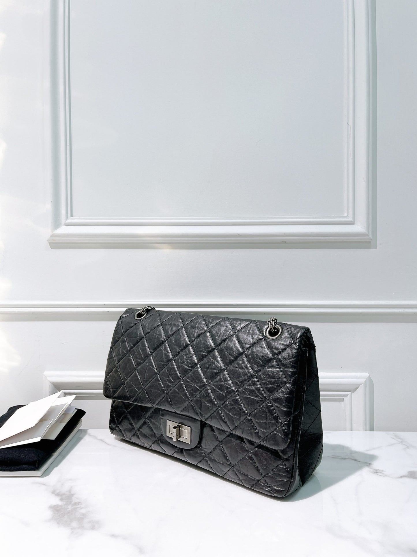 CHANEL 2.55 LARGE, Black/Silver