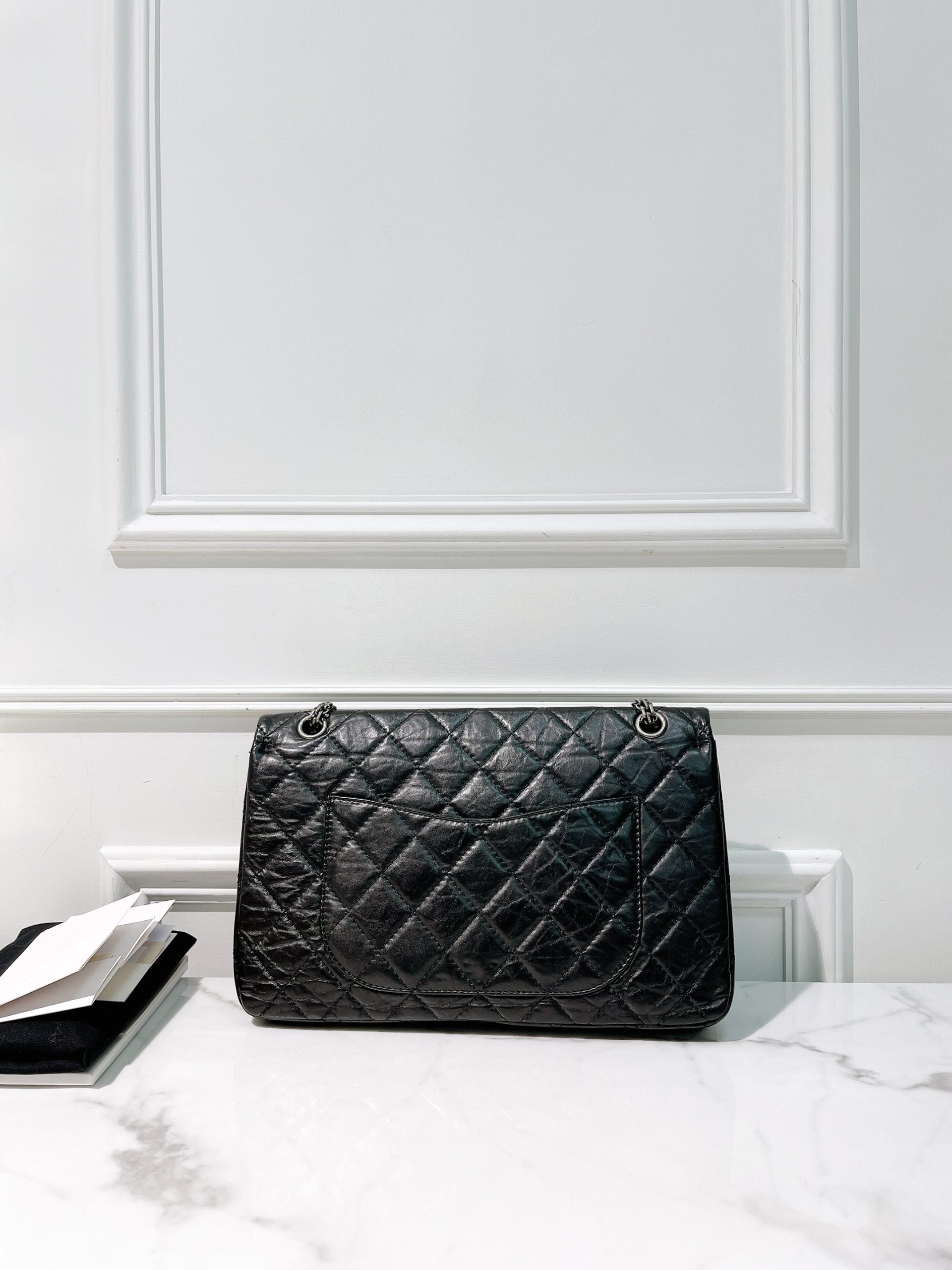 CHANEL 2.55 LARGE, Black/Silver