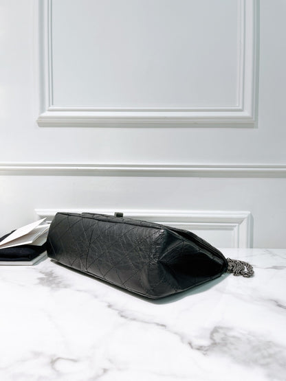 CHANEL 2.55 LARGE, Black/Silver