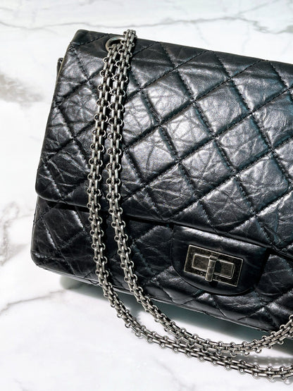 CHANEL 2.55 LARGE, Black/Silver