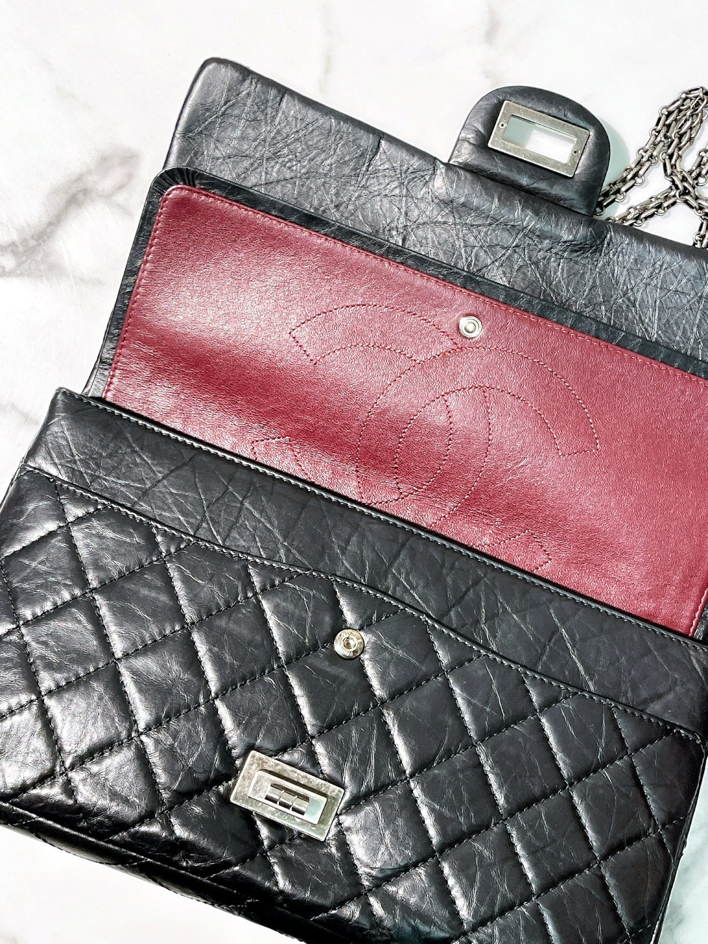 CHANEL 2.55 LARGE, Black/Silver