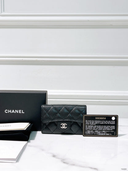 CHANEL CARD HOLDER, Black/Silver