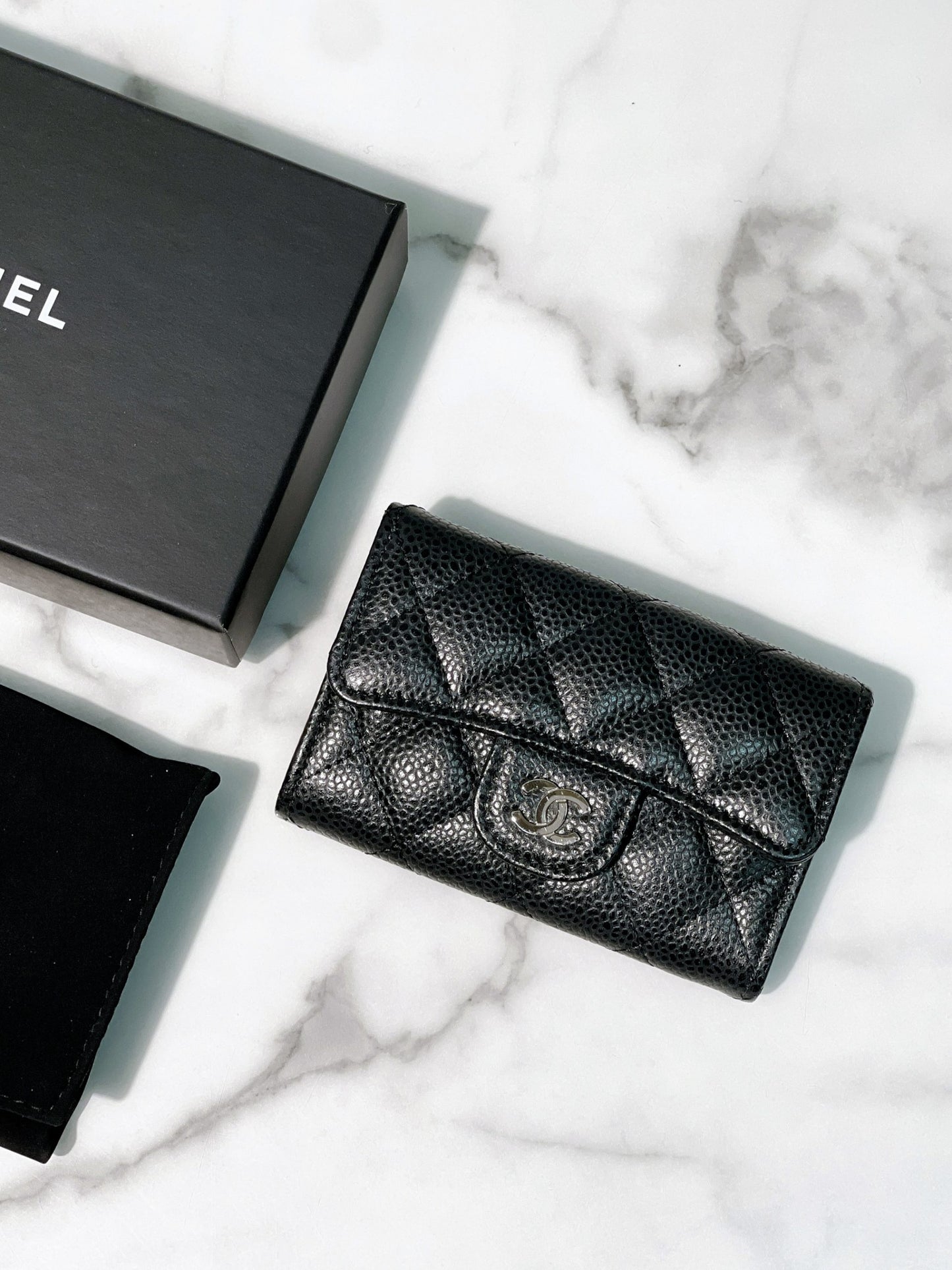 CHANEL CARD HOLDER, Black/Silver