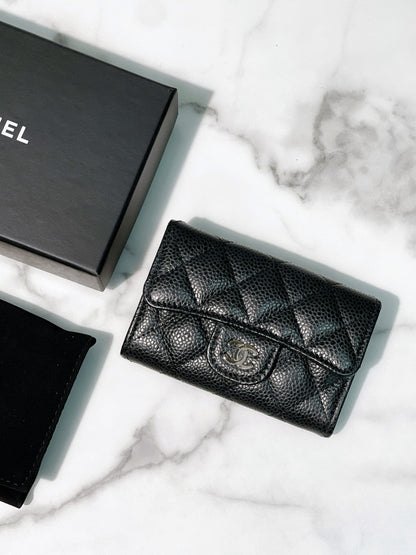 CHANEL CARD HOLDER, Black/Silver