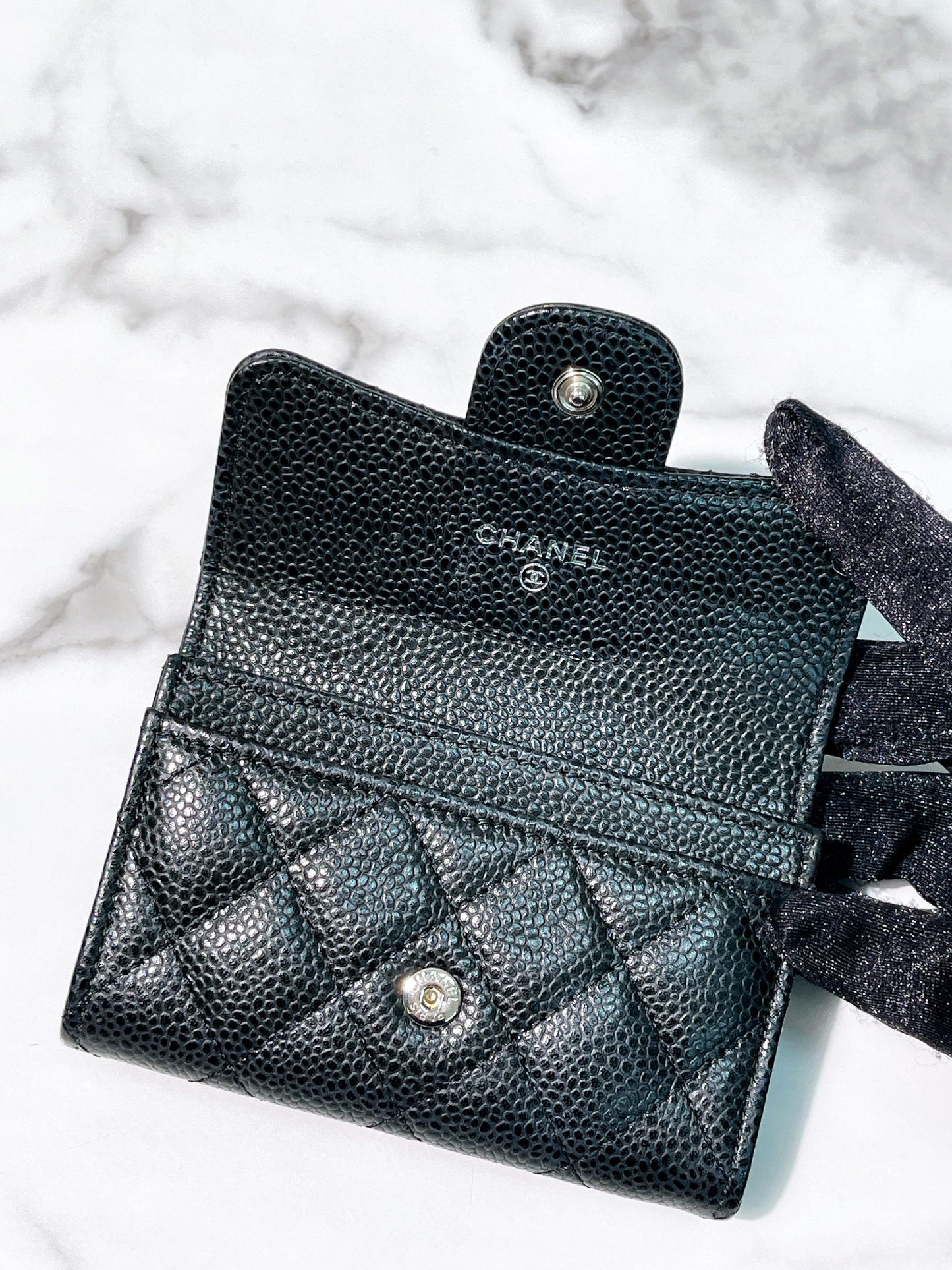 CHANEL CARD HOLDER, Black/Silver