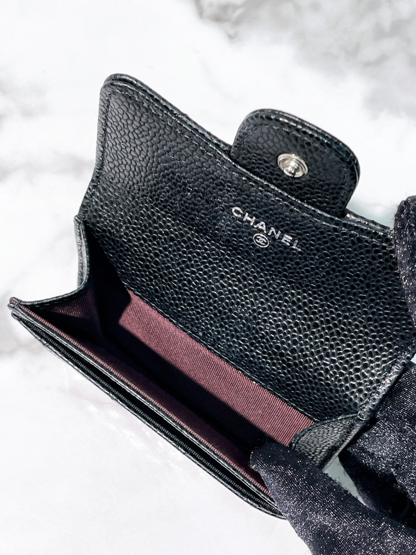 CHANEL CARD HOLDER, Black/Silver